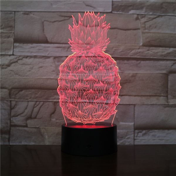 

lovely pineapple 3d night light nightlight home decor led night light illusion lamp with black base