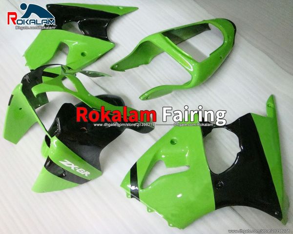Fairings Kit para Kawasaki Ninja ZX6R ZX 6R 2000 2000 2002 Fairces de motocicleta do corpo verde (moldagem por injeção)