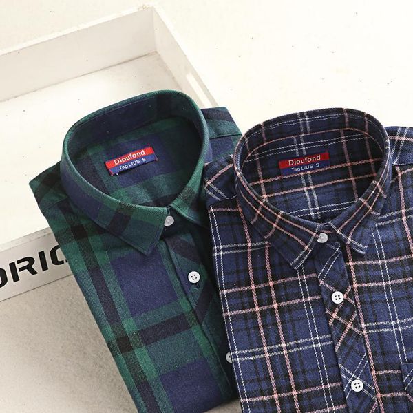 

new plaid shirt women loose plus size blouse female long sleeve blouses cotton flannel casual shirt women blusas, White