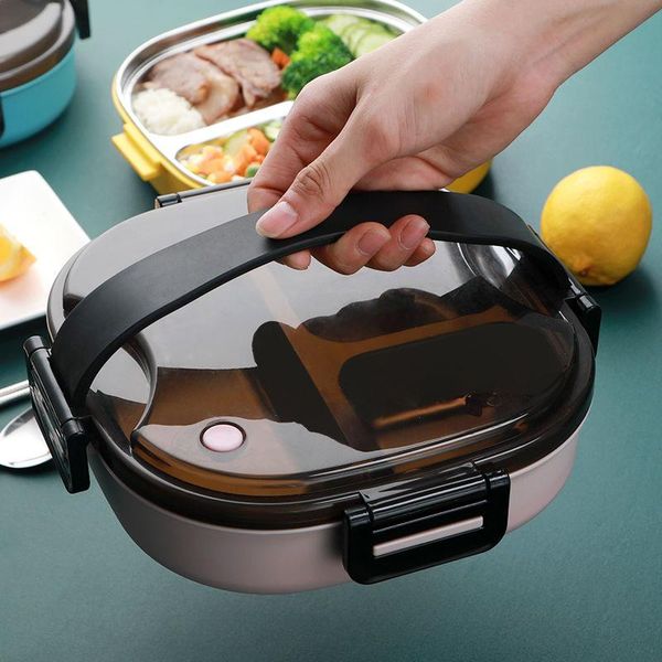 

dinnerware sets stainless steel insulation separated lunch box office worker compartment sealed leak-proof student female