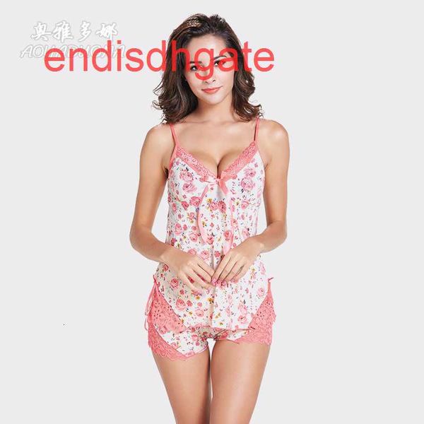 

2020 women's summer lace two suit piece sling shorts pajamas, Black;white