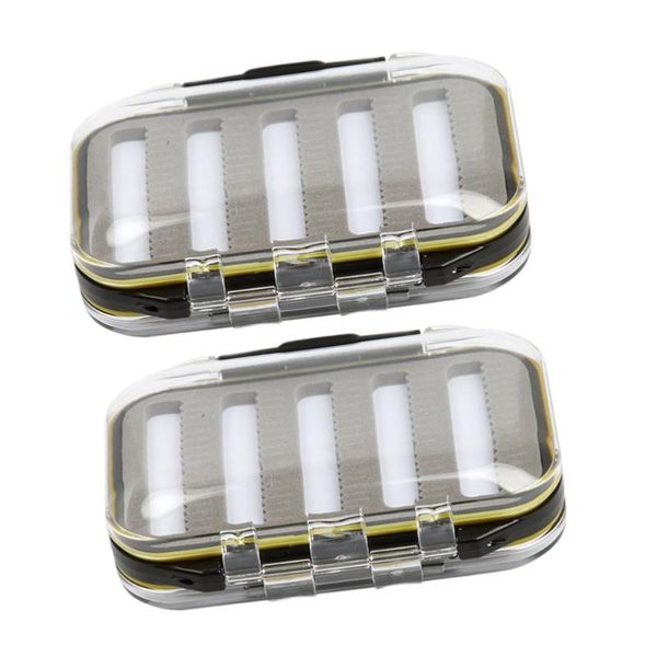 

fishing accessories 2pcs box waterproof slit high density double sided tackle transparent type a (black
