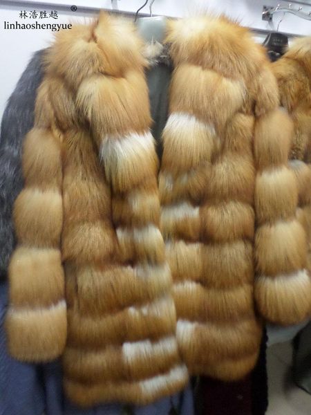 

women's fur & faux linhaoshengyue natural red coat hooded, Black