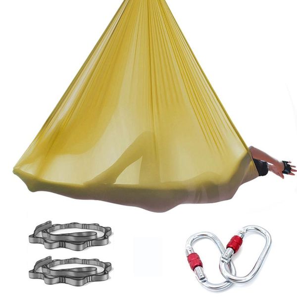 Nylon 4 Meter Fly Yoga Hängematten-Set Anti-Schwerkraft-Aerial-Yoga-Schaukelset mit Zubehör für Bodybuilding Q0219