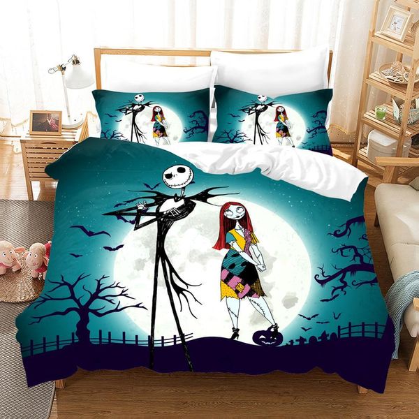 The Nightmare Before Christmas Set di biancheria da letto di bellezza zucca 3D Stampato Set copripiumino Cartoon Queen King Twin Dropshipping Personalizzato 210309