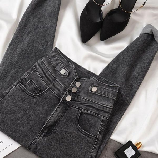 

women's jeans woman pants high waist plus size autumn winter skinny pantalones vaqueros mujer, Blue
