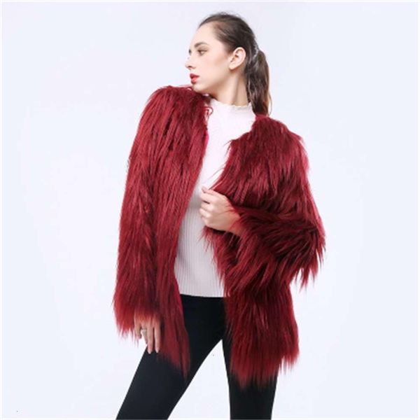 

2021selling new women's long imitation fur coat in 2019, Black