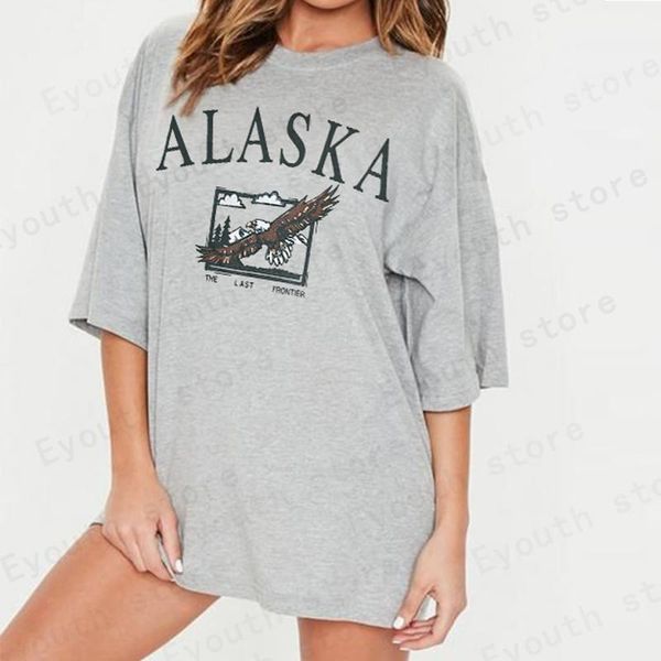 

women's t-shirt fashion letter and eagle pattern print t-shirts casual women oversized tees purple streetwear loose short sleeve, White