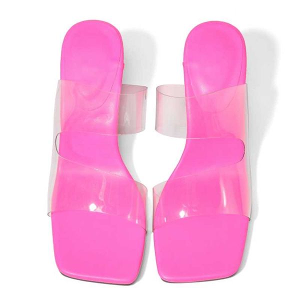

pvc upper chunky heel women summer sandals ladies pumps shoes high heel slides shoes, Black