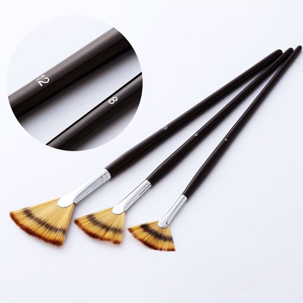 

3pcs fan shaped watercolor paint brush set mixed hair copper tube gouache brushes for school drawing painting brush art supplies, Black;red
