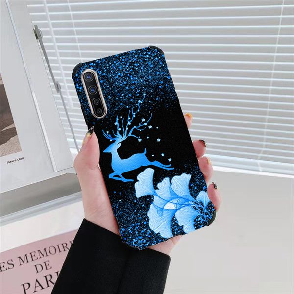 

cases ginkgo leaf deer shimmering flash powder leather grain phone case cover for iphone 6 6s 7 8 plus x xr xs 11 12 pro max heavy fall shoc