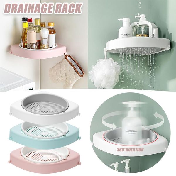 

hooks & rails rotatable bathroom triangular shower shelf corner bath storage holder shampoo organizer