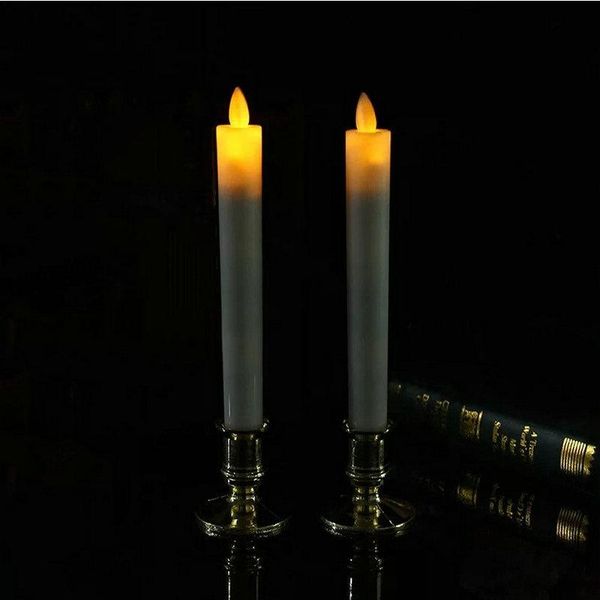 

120pcs swinging flameless moving wick dancing flame led taper candlestick light home wedding christmas party table decor-21cm(h
