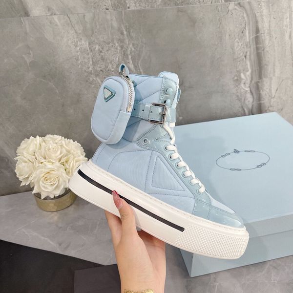 

macro re-nylon sneakers 2021 luxury designer women casual shoes thick bottom recycled nylon and shiny leather sneaker low-high-fashion size, Black