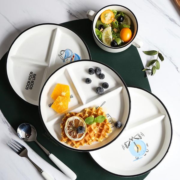 

dishes & plates scandinavian circular partition plate ceramic fruit dessert lattice fashion simple fast set