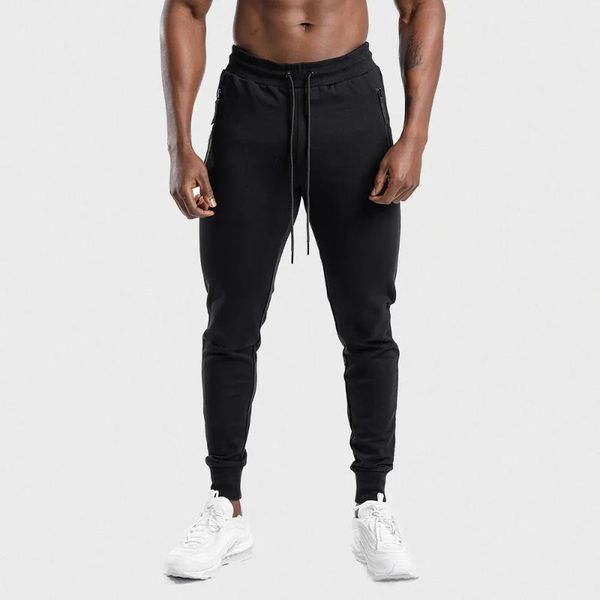 

men's pants cotton jogger fall slacks solid running black workout