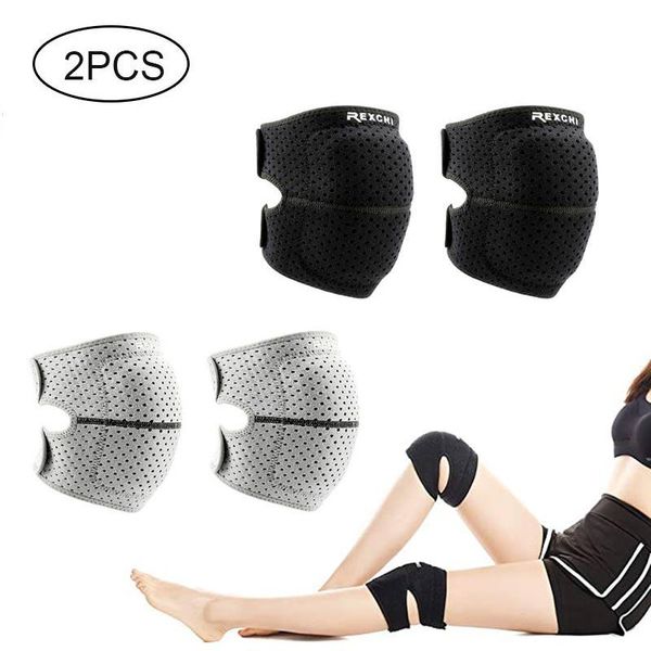 

elbow & knee pads 2pcs protective dancing running hiking basketball volleyball breathable eva thicken patella brace sports gear, Black;gray