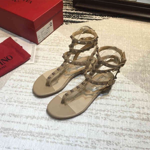 

sandals female luxury brand rebite sandals summer casual all-match flat leather 75xa, Black