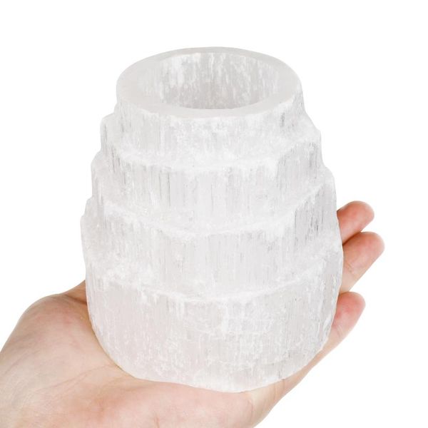 

decorative objects & figurines luxury rough natural selenite tower candle jars tea light crystals candlestick living room decoration