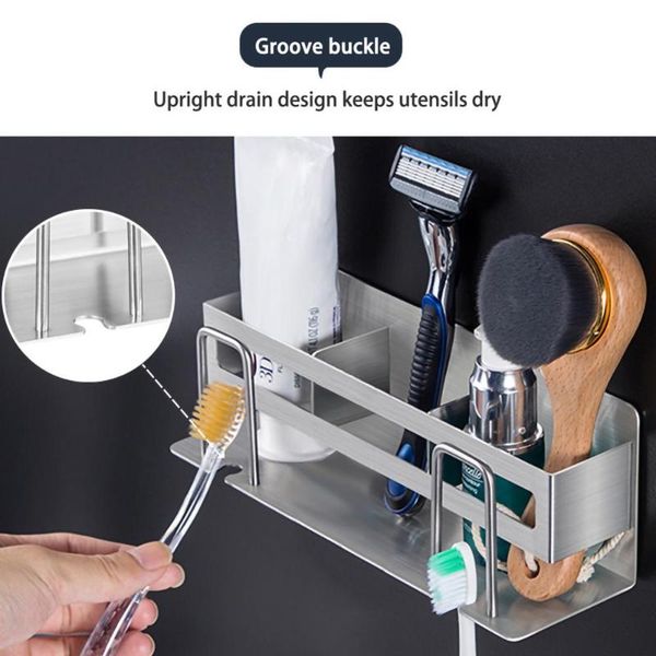 

bathroom storage & organization stainless steel toothbrush washing box wall mount bedroom jewelry multifunctional kitchen cleaning rack