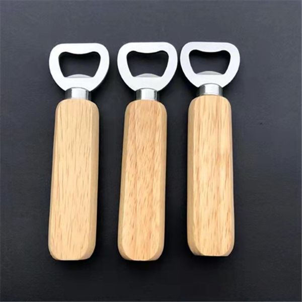 

wooden handle bottle opener portable beer openers bar kitchen party tools 14cm