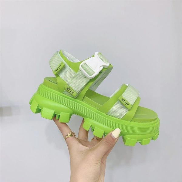 

sandals 2021 platform women summer casual buckle strap thick bottom sandalas woman non slip chunky outdoor shoes, Black