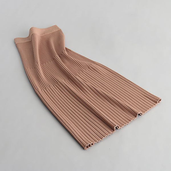 

2021 new autumn skirts high waist saias women knitting winter long skirt jupe femme faldas vhuz, Black