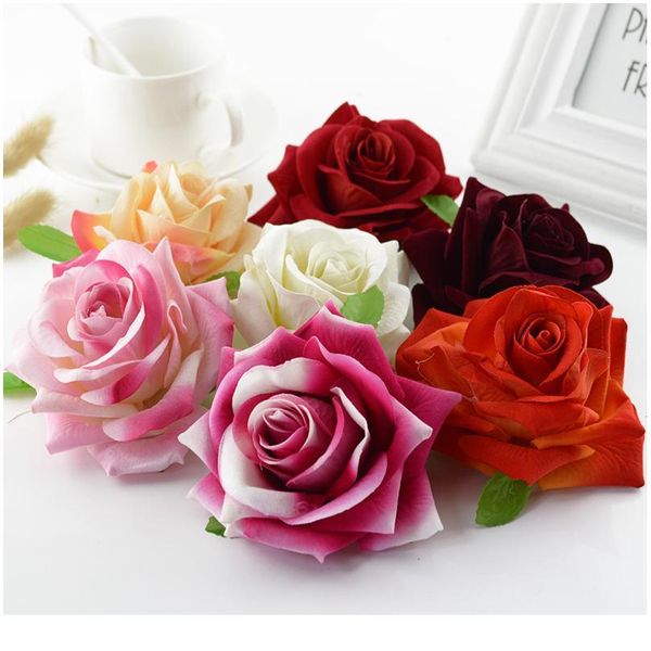 

30/50pcs artificial flowers quality roses head scrapbook for home decor wedding decorative flower christmas wreat qylibv