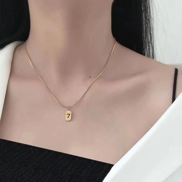 

pendant necklaces niche design lucky number 7 necklace clavicle chain female temperament ins style simple cold wind, Silver