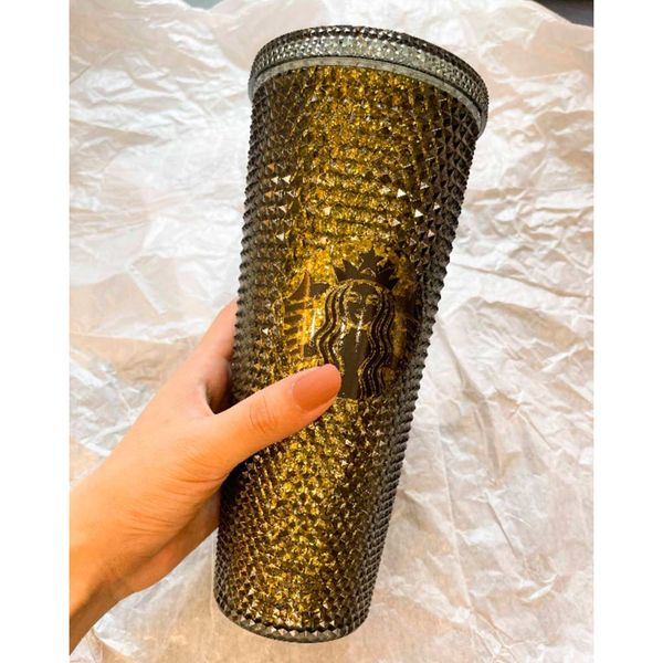 

#54584 710ml personalized tumblers starbucks cups iridescent bling rainbow unicorn studded cold cup tumbler coffee mug with straw