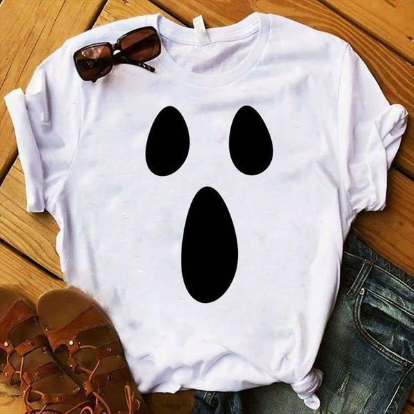 

funny scary halloween printed womens t shirts short sleeve tee clothes graphic, White