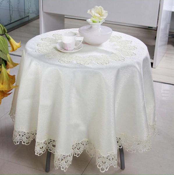 

table cloth luxury embroidery satin jacquard lace tablecloth dinningtable cover round flag towels pattern layer hm171