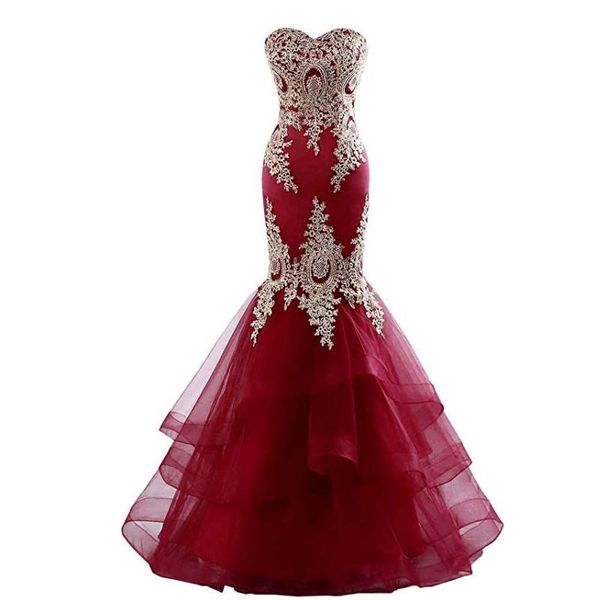 

party dresses sweetheart mermaid long prom with gold lace appliques tiered formal evening gowns floor length real po dqg629, White;black