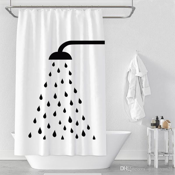 

shower curtains waterproof thicken white polyester bathroom head print bath curtain