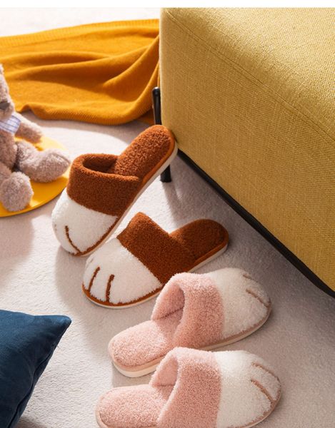 

cat paw slipper winter women indoor flat warm slippers couple house cute indor slipper with soft sole dhl, Black