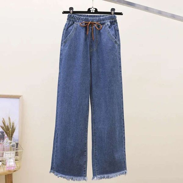 

large wear plus fat mm autumn fashion edge loose thin wide leg pants, Blue