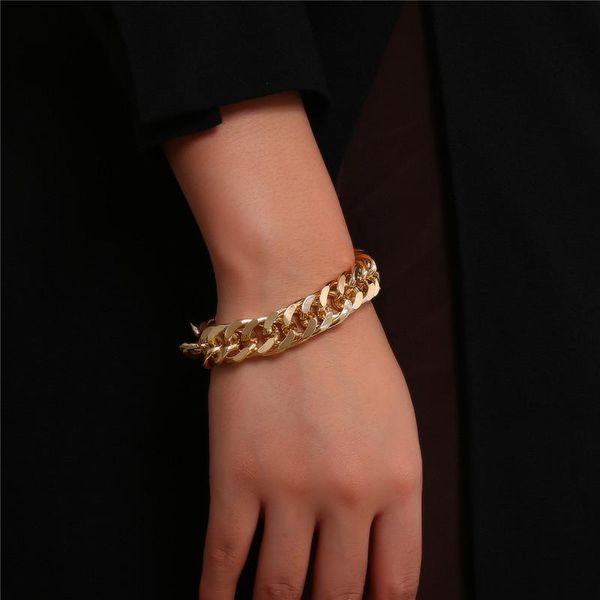 

link, chain women mens simple curb cuban link bracelets for wrist jewelry gifts, Black