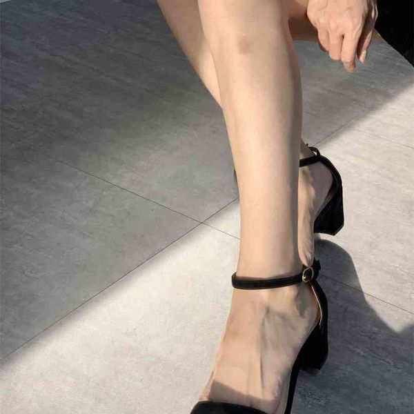 

2021 sandals sw full with leather thick heel, comfortable and versatile yw w98d, Black