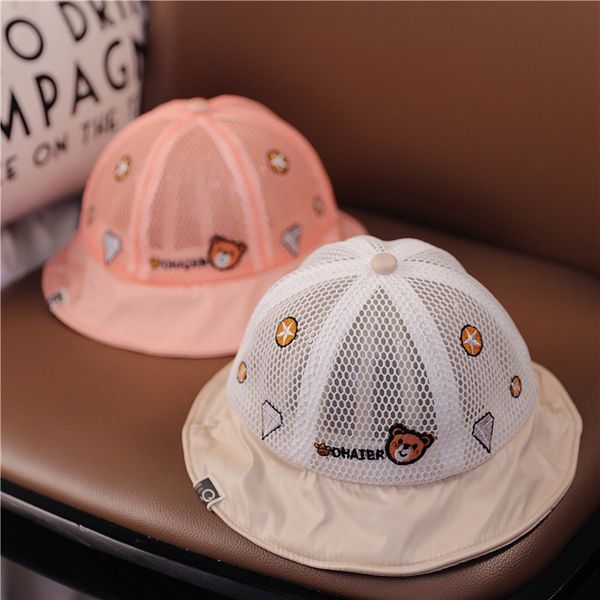 

baby hat thin men's women's fisherman's children screen mesh sun hat spring and summer, Yellow