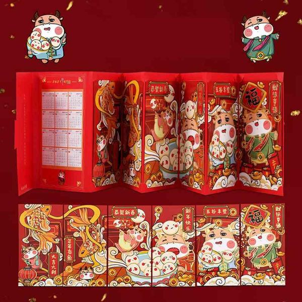 

gift wrap 2021 red envelope cartoon desk calendar chinese year personalized bag
