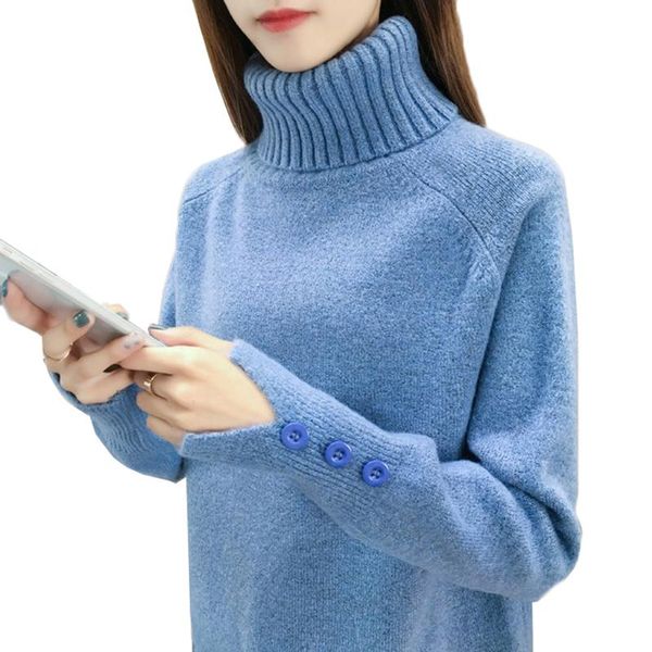 

women's sweaters thicken turtleneck sweater pullover women clothing winter solid loose knit warm jumper bottom shirt female casual, White;black