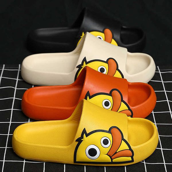 

elling designer slippers summer beach sandals casual couples flip flops candy cartoon duck thick platform slippers men women home bathroom n, Black