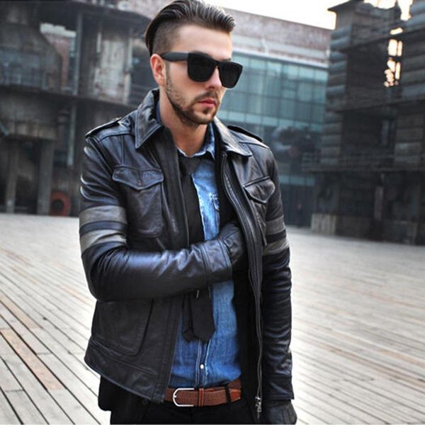 

men's leather & faux real genuine jacket autmn winter coat women clothes 2021 korean vintage sheepskin motocycle black zt4581