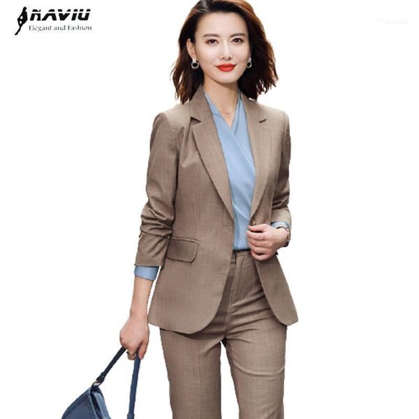 

professioal lnterview formal suits women 2021 temperamet long sleeve slim blazer and pants office ladies fashion work wear1, White