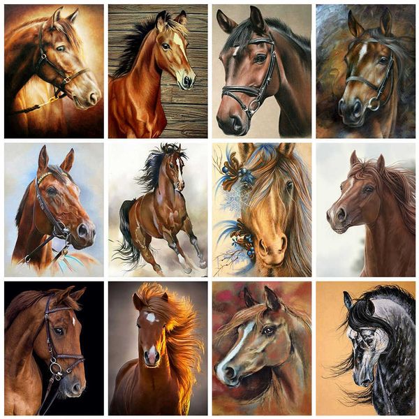 Evershine Diamond Painting Horse Rhinestone Fotos Definir Bordado Animais Cross Stitch Mosaico Full Layout Decoração Home