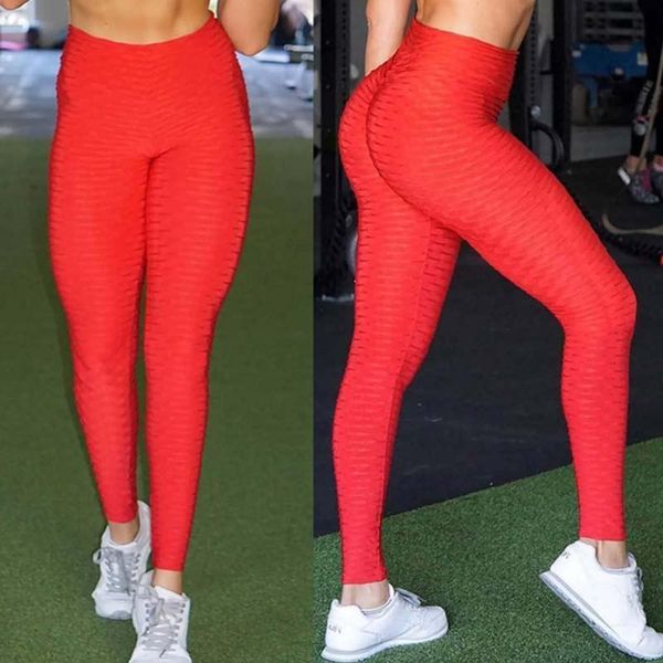 

women ruched buyoga pants for lifting high waist tummy control stretchy workout leggings textured booty tights, White;red