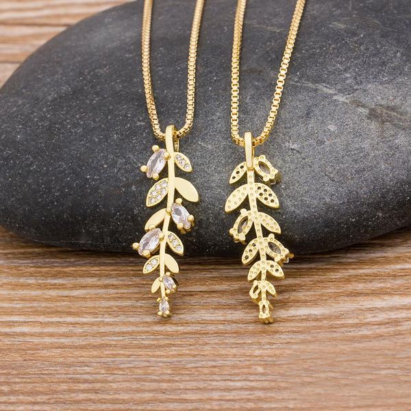 

chains 2021 different styles gold color leaf pendant necklace copper zircon long chain charm women party wedding birthday jewelry, Silver