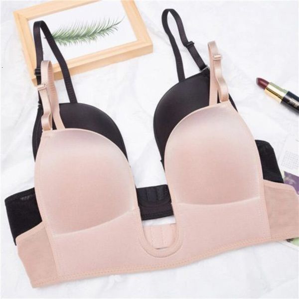 

liftup low back plunge bra cleavage-boosting light padding bra underwear j55, Black;white