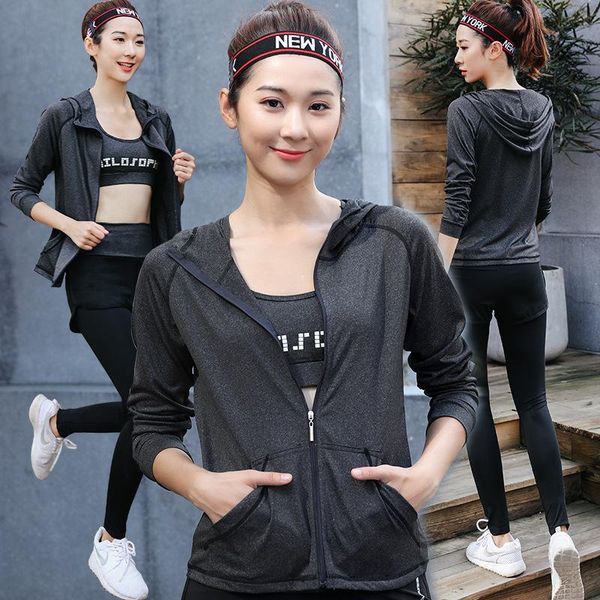 

yoga outfit 5 piece set for women's running fitness t-shirt sports bra wear clothing women training sport suit
