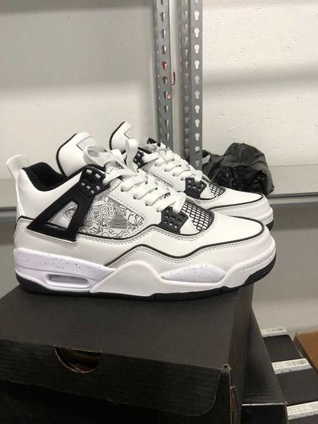 

2021 mens 4s diy dc4101 100 women gs 4 white black basketball shoes new with box